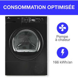 Seche-linge pompe a chaleur CONTINENTAL EDISON CESL10PCB2 - 10 kg - 60 cm - Classe E - Noir