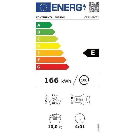 Seche-linge pompe a chaleur CONTINENTAL EDISON CESL10PCB2 - 10 kg - 60 cm - Classe E - Noir