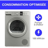 Seche-linge pompe a chaleur CONTINENTAL EDISON CESL10PCS2 - 10 kg - 60 cm - Classe E - Silver