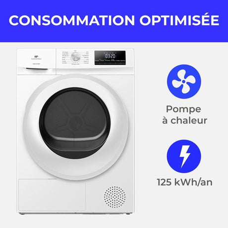 Seche-linge pompe a chaleur - CONTINENTAL EDISON - CESL7PCWE - 7 kg - 60 cm - Classe E - Blanc