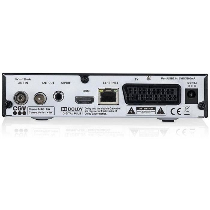 Récepteur TNT HD - CGV - ETIMO 2TC - Double tuner - Web-radio - DVB-T2 HEVC 265