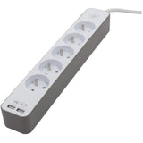 CHACON Bloc multiprise 5 prises 16 A avec 2 ports USB et câble 1,5 m HO5VV-F 3x1,5 mm˛ blanc et brun
