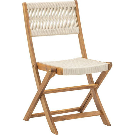 Lot de 2 chaises de jardin pliantes - AWANA - Bois d'acacia FSC - Cordage tressé - 52 x 48 x 85 cm