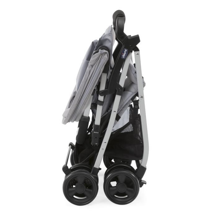 CHICCO Poussette compacte Ohlala 3 -  Des la naissance - Jusqu'a 15kg - Dossier inclinable - Arceau de sécurité - Grey mist