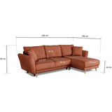 Canapé d'angle convertible réversible - 3 / 4 places - CLAUDIUS - Tissu Velours côtelé Terracotta - Coffre - 244 x 158 x 86 cm