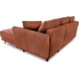 Canapé d'angle convertible réversible - 3 / 4 places - CLAUDIUS - Tissu Velours côtelé Terracotta - Coffre - 244 x 158 x 86 cm