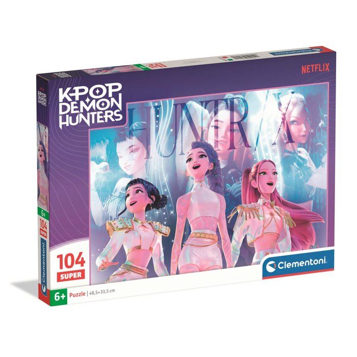 Clementoni - K-Pop Demon Hunters - Puzzles 104 Pieces Super - Puzzle enfant - Des 6 ans -  Rumi, Mira et Zoey - 48.5 x 33.3