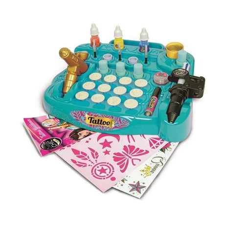 CLEMENTONI - Studio de tatouage temporaires pour enfant - Kit complet  - Pochoirs, peintures corps et transfert - Des 7 ans