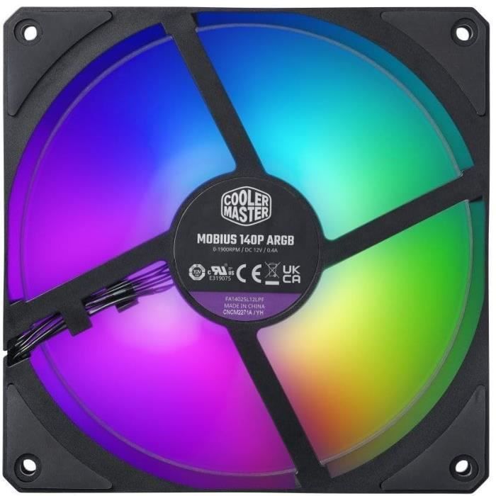 Ventilateur PC - COOLER MASTER - Mobius 140P ARGB - 14 cm - 1900 tr/min - Noir