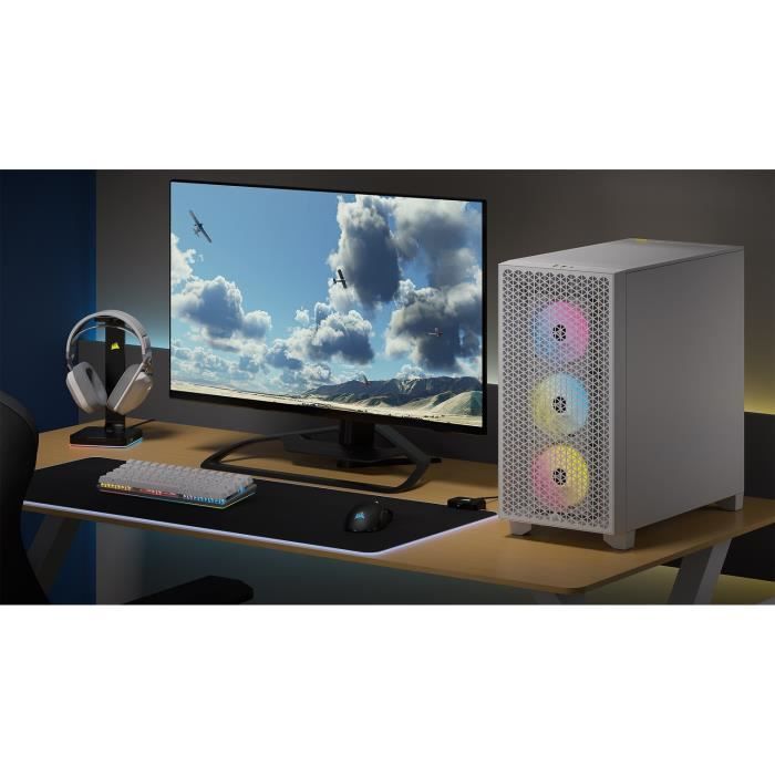 Boitier PC - CORSAIR - 3000D RGB AIRFLOW - ATX Moyen-tour - 3 ventilateurs AR120 RGB - Blanc