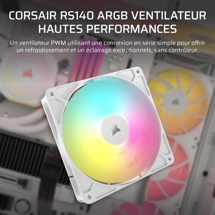 Refroidissement PC - CORSAIR - CO-9050186-WW - RS140 ARGB 140mm Single Pack Blanc