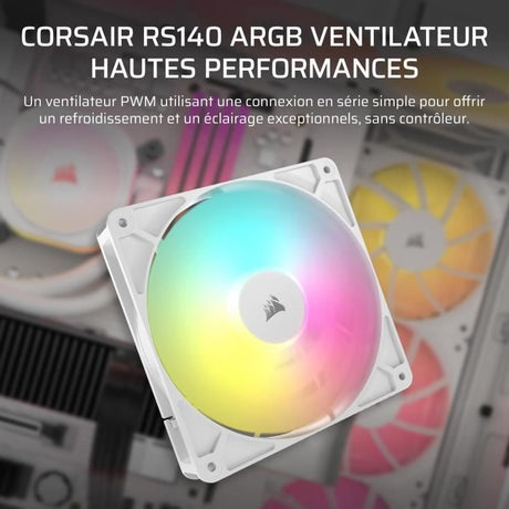 Refroidissement PC - CORSAIR - CO-9050186-WW - RS140 ARGB 140mm Single Pack Blanc