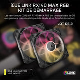 Refroidissement PC - CORSAIR - CO-9051036-WW - Kit de dťmarrage ventilateurs iCUE LINK RX140 RGB Max Dual Fan