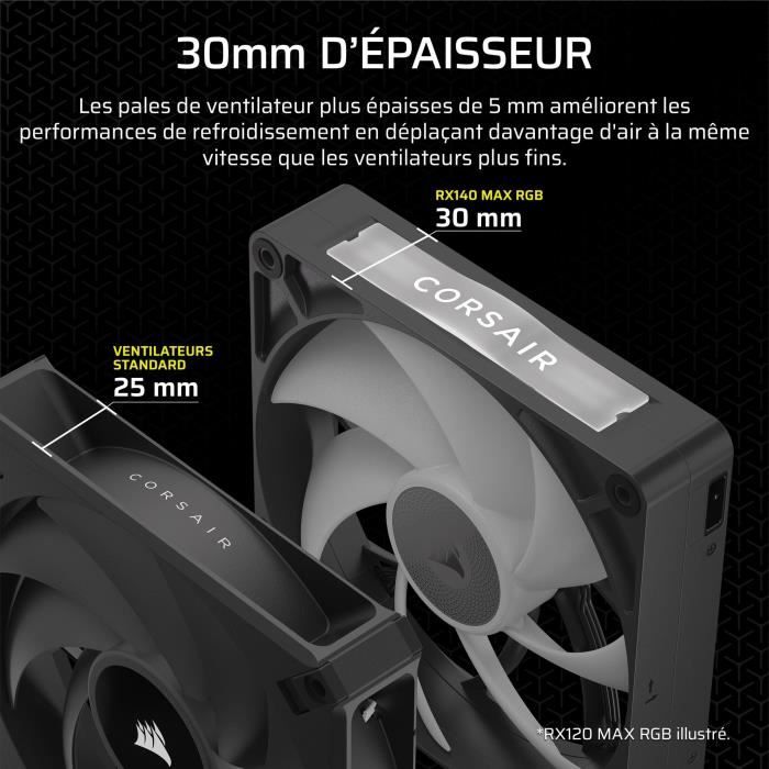 Refroidissement PC - CORSAIR - CO-9051036-WW - Kit de dťmarrage ventilateurs iCUE LINK RX140 RGB Max Dual Fan