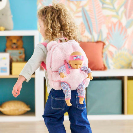 Sac a dos porte-poupon - COROLLE - Peluche rose pour poupon 30 cm - Des 3 ans