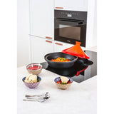 Tajine en fonte - COSY & TRENDY - Tous feux dont induction - Ř 30 cm - Orange / Noir