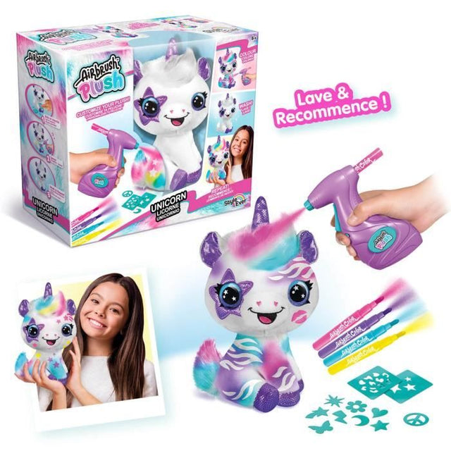 Peluche a personnaliser Licorne - Airbrush électrique avec pochoirs et feutres Canal Toys
