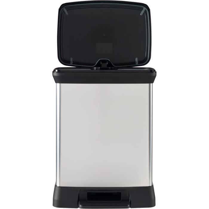 Poubelle a Pédale Rectangulaire - DECO BIN - 30 L - Gris Métallisé - Curver