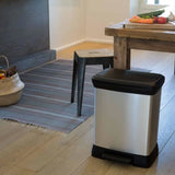Poubelle à Pédale Rectangulaire - DECO BIN DUO - 28 L (10L + 18L) - Gris Métallisé - Curver