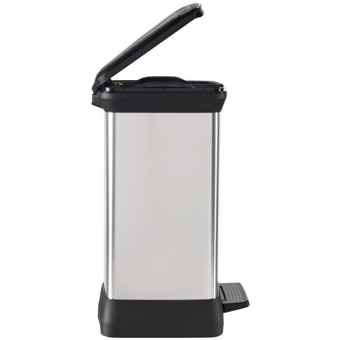 Poubelle à Pédale Rectangulaire - DECO BIN DUO - 28 L (10L + 18L) - Gris Métallisé - Curver