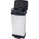 Poubelle a Pédale - DECO BIN DUO RECTANGLE - 46 L (23+23L) - Gris Métallisé - Curver