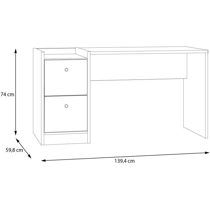 Bureau droit  COXIM - Chene / Noir - 139,6 x 74 x 59,8 cm