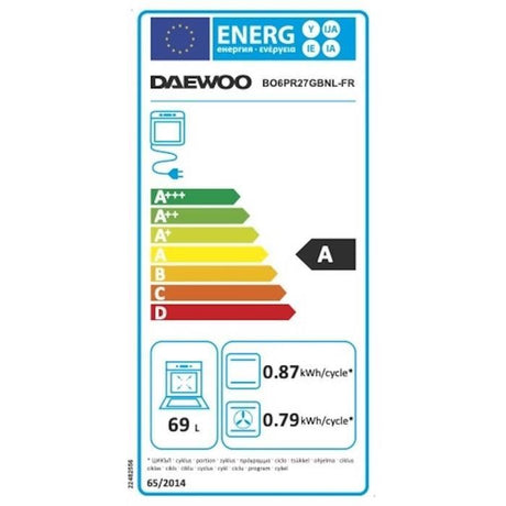 Four encastrable - Pyrolyse - Chaleur tournante - DAEWOO - BO6PR27GBNL - Noir - Porte froide - 59,5 x 57,5 x 59,5 cm