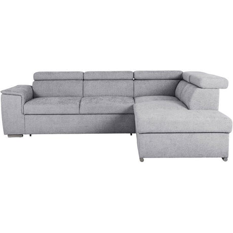 Canapé d'angle convertible réversible - 5 places - DAYTONA - Tissu Silver - Coffre - 260 x 216 x 94 cm