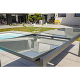 Table de jardin - Gris anthracite - Aluminium / plateau en verre - 200/300 x 100 cm - Tolede