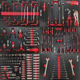 Servante d'atelier - Pleine (201 outils) - 7 tiroirs - DEFPRO - Acier - Rouge