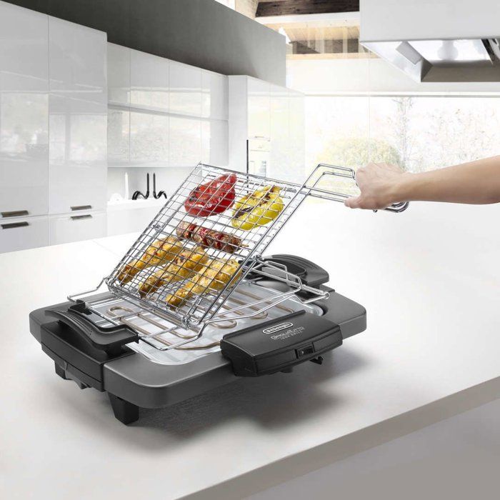 Barbecue électrique DELONGHI BQ60.X - Double grille - 1 900 W - Plateau aluminium amovible