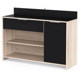 Buffet de cuisine - Décor chene brut et noir - Contemporain - 1 porte - MIKE -  L 123 cm