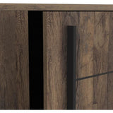 Enfilade MONACO - Décor chene et noir - 2 Portes + 3 Tiroirs - L206 x P44,9 x H94 cm - CBA MEUBLES