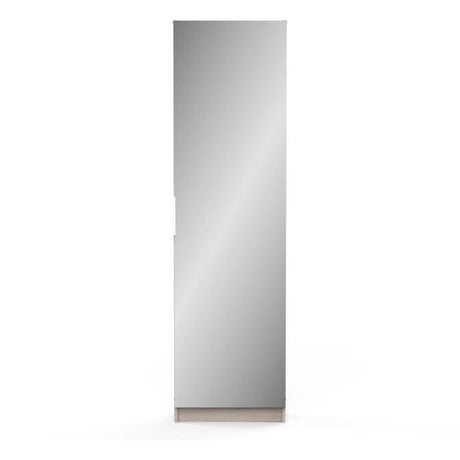 Armoire a chaussures - 12 Paires - Décor Chene - 1 porte avec miroir - L50 x P20x H180 cm - DEMEYERE