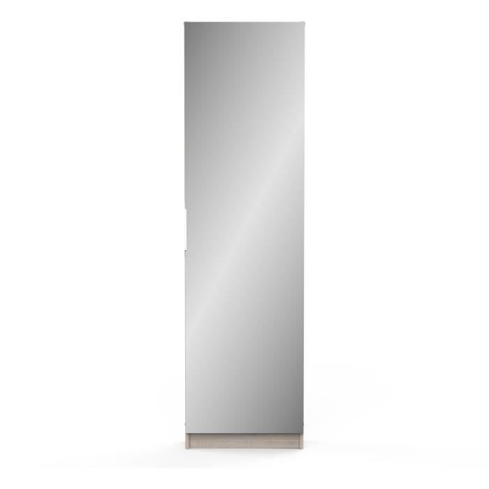Armoire a chaussures - 12 Paires - Décor Chene - 1 porte avec miroir - L50 x P20x H180 cm - DEMEYERE