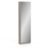 Armoire a chaussures - 12 Paires - Décor Chene - 1 porte avec miroir - L50 x P20x H180 cm - DEMEYERE