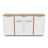 Enfilade ACCESS - 4 portes + 1 tiroir - Décor chene Hamilton et Blanc - L 160,7 x P 39,6 x H 85,6 cm - DEMEYERE