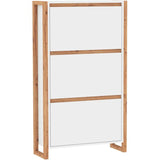Meuble a chaussures - Blanc et chene - 12 paires - L70 x P25 x H125 cm - DENVER