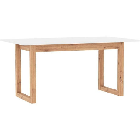 Table a manger - DENVER - Extensible - 10 personnes - Chene artisan / Blanc - 160- 200 x 90 x 75 cm