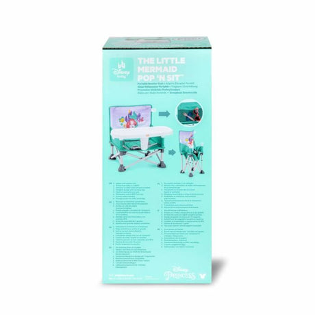 DISNEY BABY -PETITE SIRENE- Rehausseur de chaise pliable, nomade, de voyage, Léger et facile a nettoyer, Sac de transport inclus