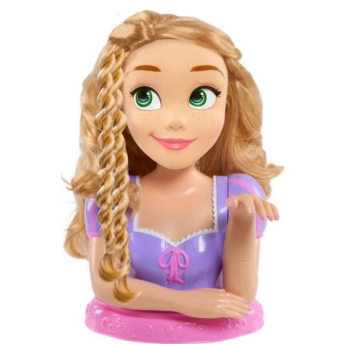 Tete a coiffer - DISNEY - Raiponce Deluxe - 12 accessoires - Faux flacon de vernis - Guide coiffure