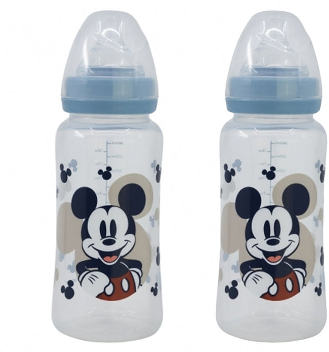 Lot de 2 biberons - DISNEY BABY - MICKEY COLLECTOR - 360 ml - Tétine silicone - Débit 3 positions