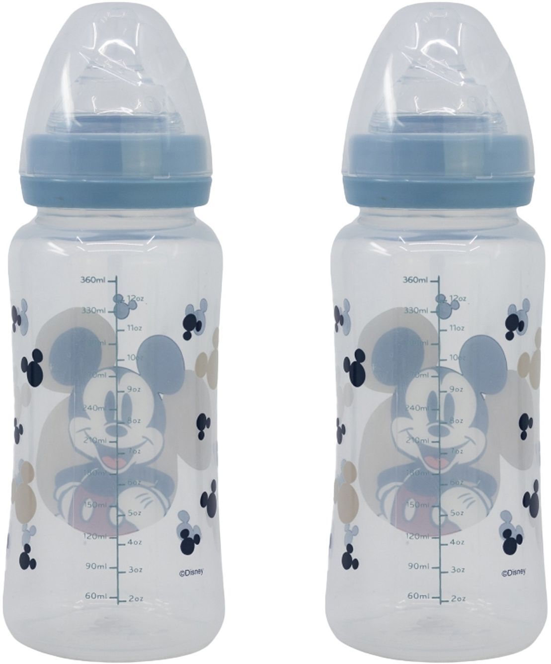 Lot de 2 biberons - DISNEY BABY - MICKEY COLLECTOR - 360 ml - Tétine silicone - Débit 3 positions