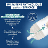 Biberon anti-colique - DODIE - 270 ml - Tétine multi-perforée biomimétisme - +3 mois - Débit 2 - Rose