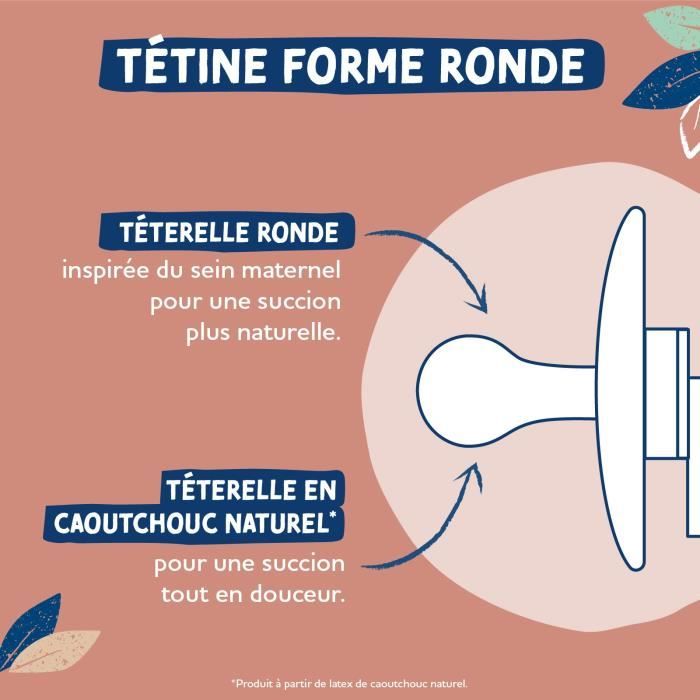 Duo sucettes caoutchouc - DODIE - GAIA - Ronde - 0/6 mois - Grain de sable
