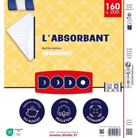 Protege Matelas Absorbant - DODO - 160 x 200 cm - Polyester