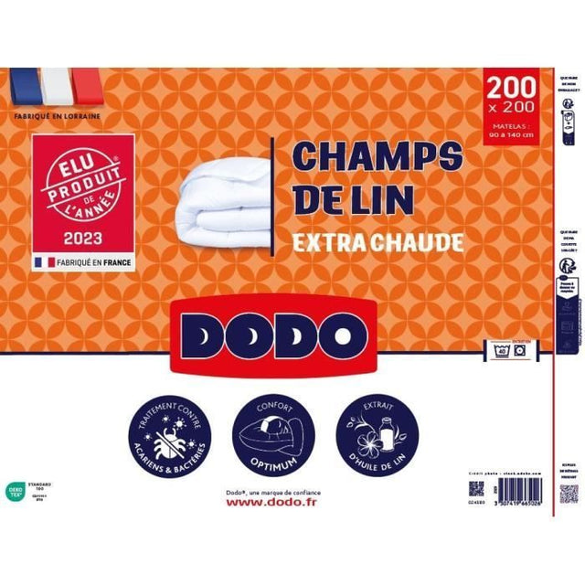 Couette Chaude 450gr/m˛ - DODO - CHAMPS DE LIN - 200 x 200 cm - Blanc