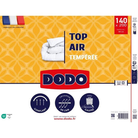 Couette Tempérée 300 gr/m˛ DODO - TOP AIR - 140 x 200 cm - Blanc