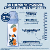 Biberon anti-colique - DODIE - 330 ml - Tétine ronde - +6 mois - 3 vitesses - Débit 3 - Vert
