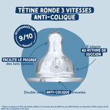 Dodie Biberon Initiation+ Anti-Coliques 3 Vitesses +6m Rose Danseuse Lot de 2 x 330ml